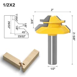 12mm 1/2' Shank Miter 45 Degree Glue Joint Router Bits .Glue Joint Set Woodworking Cutter Tenon Cutter for Woodworking ToolsRCT