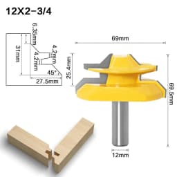 12mm 1/2' Shank Miter 45 Degree Glue Joint Router Bits .Glue Joint Set Woodworking Cutter Tenon Cutter for Woodworking ToolsRCT