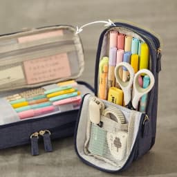 Angoo Normcore Pen Bag Pencil Case Two Layer Foldable Stand Fabric Phone Holder Storage Pouch for Stationery Office School A6171