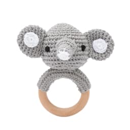 1pc Baby Teether Music Rattles for Kids Animal Crochet Rattle Elephant Giraffe Ring Wooden Babies Gym Montessori Children's Toys