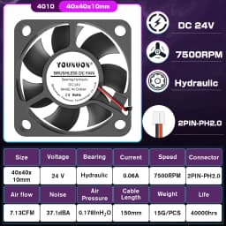 2 Pieces DC 24V 12V 5V 40mm x 40mm x 10mm 2-Pin Ball Bearing Computer PC Case Cooling Fan 4010 3D Printer Fan