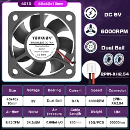 2 Pieces DC 24V 12V 5V 40mm x 40mm x 10mm 2-Pin Ball Bearing Computer PC Case Cooling Fan 4010 3D Printer Fan