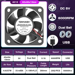 2 Pieces DC 24V 12V 5V 40mm x 40mm x 10mm 2-Pin Ball Bearing Computer PC Case Cooling Fan 4010 3D Printer Fan