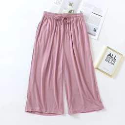 Summer Japanese Style Loose Cropped Trousers Ladies Modal Thin Shorts Solid Color Wide Leg Large Size Home Pants Womens Bottoms