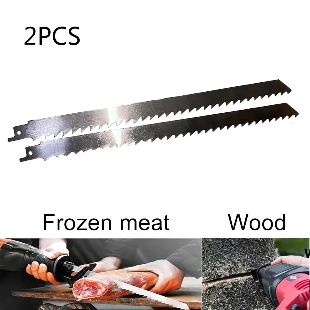 2Pcs 300mm Meat Bone Ice Cutting Reciprocating Saw Blade Stainless Steel Meat Saws Cutter For Cutting Meat Ice Wood Metal
