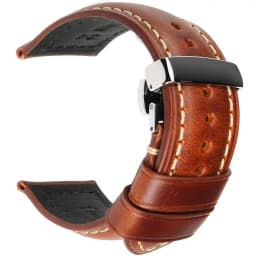 MAIKES High Quality Genuine Leather Watchband 18mm Calf Leather Watch Band Butterfly Buckle Strap Bracelet Accessories Wristband