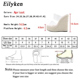 Eilyken Summer PVC Transparent Peep Toe Cane Straw Weave Slippers Platform Wedges Sandals Women Fashion High Heels Female Shoes