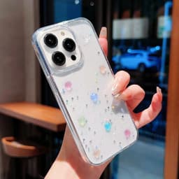 3D Crystal Star Luminous Noctilucent Stars Glitter Case For iPhone 16 15 14 Plus 13 11 12 Pro Max Plus Sequins Bling Clear Cover