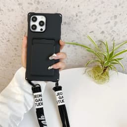 Strap Case For iPhone 17 Pro Max 16 15 14 12 18 13 Mini Plus Air Shockproof Silicone Card Slot Crossbody Necklace Lanyard Cover