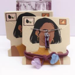 50Pcs 7.4x7.4cm White Paper Card Print Vintage Girl/Cactus Girl Pattern Earring Necklace Hairband Jewelry Display Packaging Card