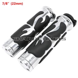 1" 25mm & 7/8'' 22mm Billet Rubber Flame Spike Hand Grips For Harley Honda Kawasaki Suzuki Yamaha Bikes Cruiser Chopper Custom