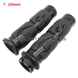 1" 25mm & 7/8'' 22mm Billet Rubber Flame Spike Hand Grips For Harley Honda Kawasaki Suzuki Yamaha Bikes Cruiser Chopper Custom