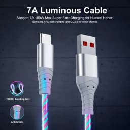 7A Glowing Cable Micro USB Type C Cable Fast Charging For iPhone Huawei Xiaomi LED light Charger Flowing Streamer USB C Cord