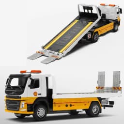 1/50 Volvo Car Trailer Tow Platform Truck Toy Car Diecast Vehicle Model Pull Back Sound & Light Educational Collection Gift Kid