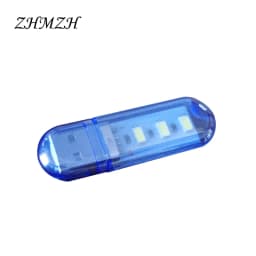 LED USB Night Light Portable U Disk Lamp 3LEDs 1.5W Reading Lamps Colorful Mini Book Lights DC5V Power Bank Powered Camping Bulb