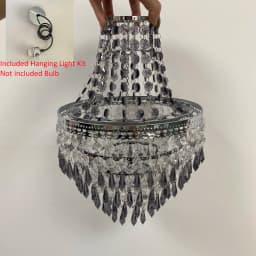 Home Terri Chrome & Clear 5 Tier Beaded Lamp Shade Easy Fit Pendant - 31.5cm H Small Chandelier (Without Light Cord Kit)