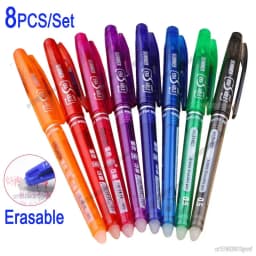 0.7mm 0.5mm Bullet Tip Erasable Gel Pen Set Refill Rods Blue Black Color Ink Cartridge Office School Writing Drawing Stationery
