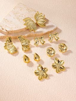 12pcs Fashionable Lightweight CCB Smooth Flower, Bow, Heart Shaped Earring Set, Suitable For Daily Life Or Party Wear,
