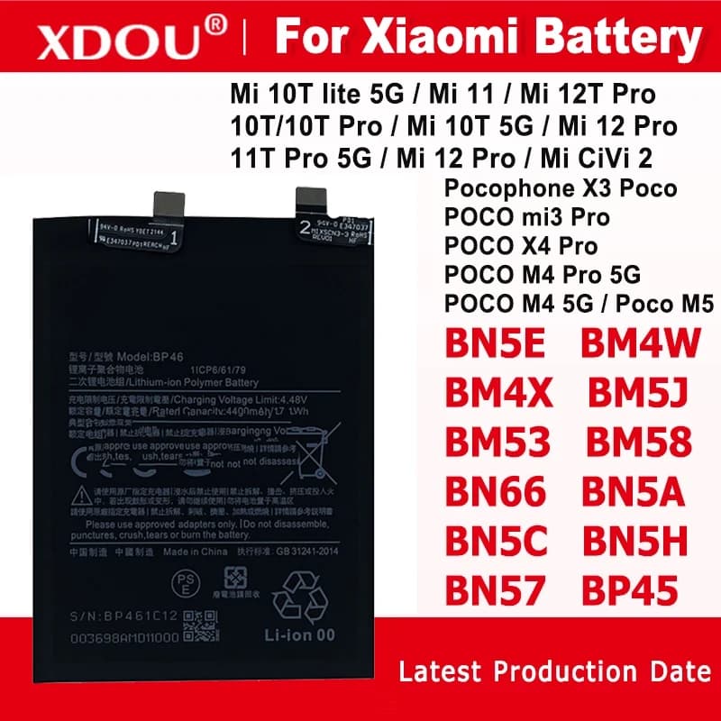 BN5E BM4W BM4X BM5J BM53 BM58 BN66 BN5A BN5C BN5H BN57 BP45 BP4E BP46 BATTERY For Xiaomi 11T Pro 5G/10T lite/Mi 12T Pro/10T Pro