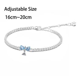 S925 Silver Clover Flower Heart Star Bow Emerald Floral AdjustableTennis Bracelet Pendant Necklace Inlaid Gem Fashion Jewelry