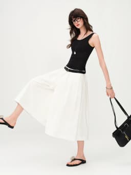 FSLE Cozy Cotton Casual Pants Wide-Leg Fit for Women's Summer 2026 New Arrival A-line Silhouette for Casual Outfits Resort Pants