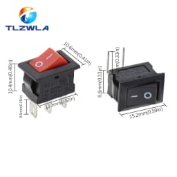 5/10PCS KCD11 Rocker Switch 10*15mm Mini Push Button Switch ON-OFF / ON-OFF-ON 2 Pins / 3 Pins 3A 250VAC / 6A 125VAC 10x15mm
