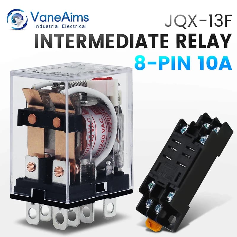 JQX-13F HH62P High power Relay Coil General DPDT Micro Mini Electromagnetic Relay Switch with Socket Base AC110V220V DC12V24V10A