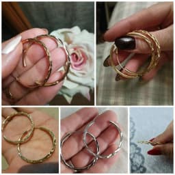 Huitan Classic Simple Hoop Earring for Women Gold Color Geometric Pattern Suit Various Occasions Metal Versatile Female Jewelry