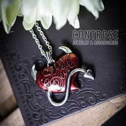 New retro gothic red heart demon pendant necklace men women chain necklace biker punk necklace pendant jewelry gift wholesale