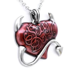 New retro gothic red heart demon pendant necklace men women chain necklace biker punk necklace pendant jewelry gift wholesale
