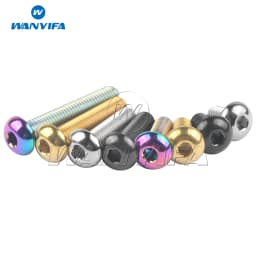 Wanyifa Titanium Ti Bolt M5x8/10/12/15/18/20/25/30mm Round Hexagon HSocket Button Head  Screw for Bicycle Bottle Cage