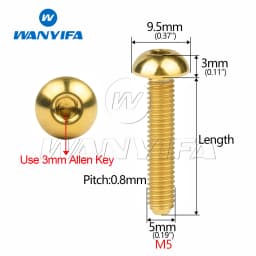 Wanyifa Titanium Ti Bolt M5x8/10/12/15/18/20/25/30mm Round Hexagon HSocket Button Head  Screw for Bicycle Bottle Cage