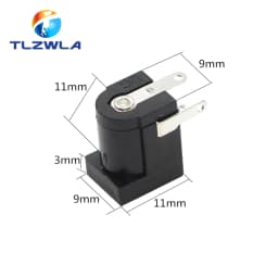 10pcs 5.5x2.1mm DC-005 Black DC Power Jack Socket DC Connectors Supply Barrel-Type Right Angle PCB Mount Terminal