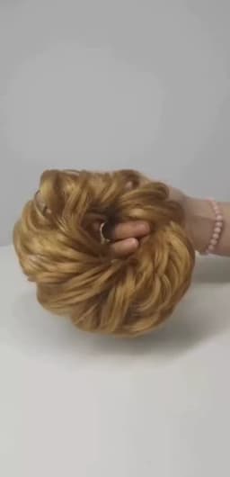 Azqueen Synthetic Messy Bun Chignon Donut Gary Brown Color Hair Bun Pad Elastic Hair Rope Rubber Band Hair Extensions