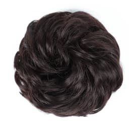 Azqueen Synthetic Messy Bun Chignon Donut Gary Brown Color Hair Bun Pad Elastic Hair Rope Rubber Band Hair Extensions