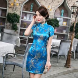 Old Shanghai Tradition Qipao Elegant Women Perform Formal Cheongsam Oversize 6XL Mandarin Collar Short Dress Sexy Vestidos