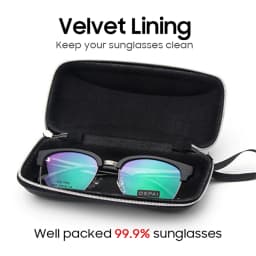 VIVIBEE Men Black PU Leather Sunglasses Case Zipper Waterproof Sun Glasses Eyewear Storage Men Eyeglasses Genuine Spectacle Box