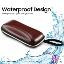 VIVIBEE Men Black PU Leather Sunglasses Case Zipper Waterproof Sun Glasses Eyewear Storage Men Eyeglasses Genuine Spectacle Box