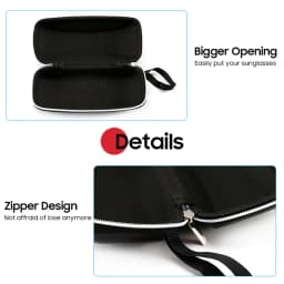 VIVIBEE Men Black PU Leather Sunglasses Case Zipper Waterproof Sun Glasses Eyewear Storage Men Eyeglasses Genuine Spectacle Box