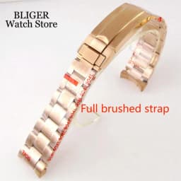 Silver Black 20mm Width Stainless Steel Watch Strap Bracelet Two Tone Gold/Rose Gold Glide Lock Clasp for Dive Men Watch