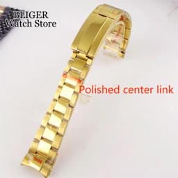 Silver Black 20mm Width Stainless Steel Watch Strap Bracelet Two Tone Gold/Rose Gold Glide Lock Clasp for Dive Men Watch