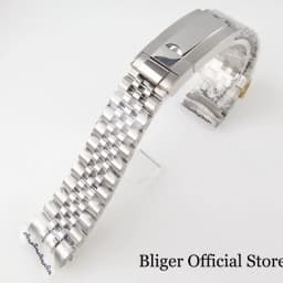 Silver Black 20mm Width Stainless Steel Watch Strap Bracelet Two Tone Gold/Rose Gold Glide Lock Clasp for Dive Men Watch