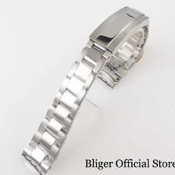 Silver Black 20mm Width Stainless Steel Watch Strap Bracelet Two Tone Gold/Rose Gold Glide Lock Clasp for Dive Men Watch