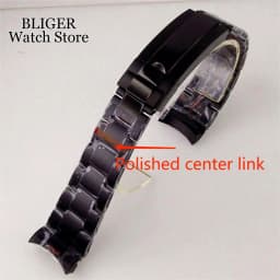 Silver Black 20mm Width Stainless Steel Watch Strap Bracelet Two Tone Gold/Rose Gold Glide Lock Clasp for Dive Men Watch