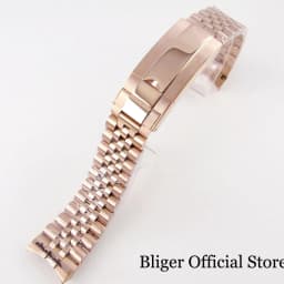 Silver Black 20mm Width Stainless Steel Watch Strap Bracelet Two Tone Gold/Rose Gold Glide Lock Clasp for Dive Men Watch