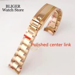 Silver Black 20mm Width Stainless Steel Watch Strap Bracelet Two Tone Gold/Rose Gold Glide Lock Clasp for Dive Men Watch