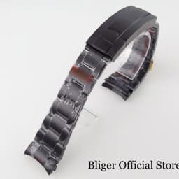 Silver Black 20mm Width Stainless Steel Watch Strap Bracelet Two Tone Gold/Rose Gold Glide Lock Clasp for Dive Men Watch
