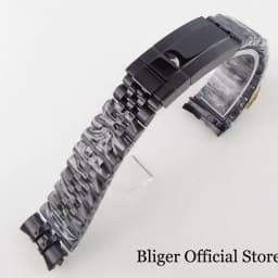 Silver Black 20mm Width Stainless Steel Watch Strap Bracelet Two Tone Gold/Rose Gold Glide Lock Clasp for Dive Men Watch