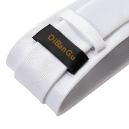 8cm Men Tie White Solid Necktie Men's Formal Wedding Party Ties Cufflinks Hanky Flower Brooch Set Men Gift Corbatas DiBanGu