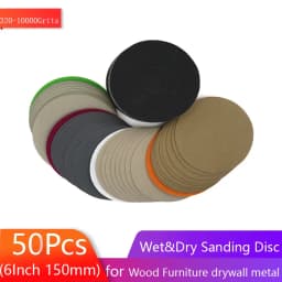 6inch Sanding Discs 150mm Waterproof Sandpaper Hook & Loop Sand Paper 320-10000 Grit Assorted for Wet/Dry Polishing 50pcs